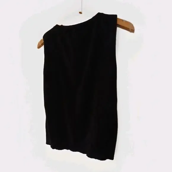 August Silk Sweater Vest Womens XL Black Sleeveless Round Neck Stretch Top - Picture 3 of 8